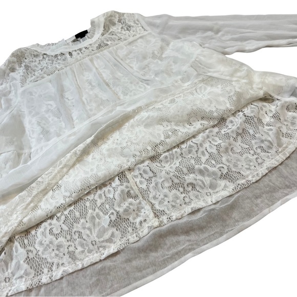 Torrid New Lace With Chiffon Overlay Blouse Cloud Dancer White Plus 2 18 20 2X - Picture 12 of 15